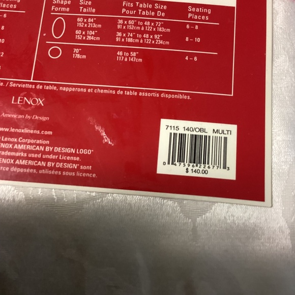 NWT Lenox Holiday Nouveau 60 x 140 Rectangle Tablecloth - Picture 3 of 6